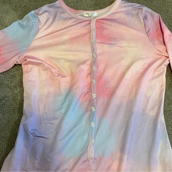 NWT Tie Dye One Piece Pastel Soft Girl PJS set Romper Jumpsuit Size XL New Fairy - Picture 13 of 13